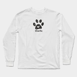 Charlie name made of hand drawn paw prints Long Sleeve T-Shirt